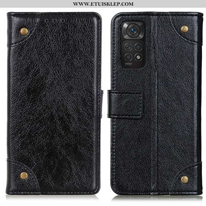 Etui Na Telefon Pokrowce do Xiaomi Redmi Note 11 / 11S Nity W Stylu Vintage Ze Skóry Nappa